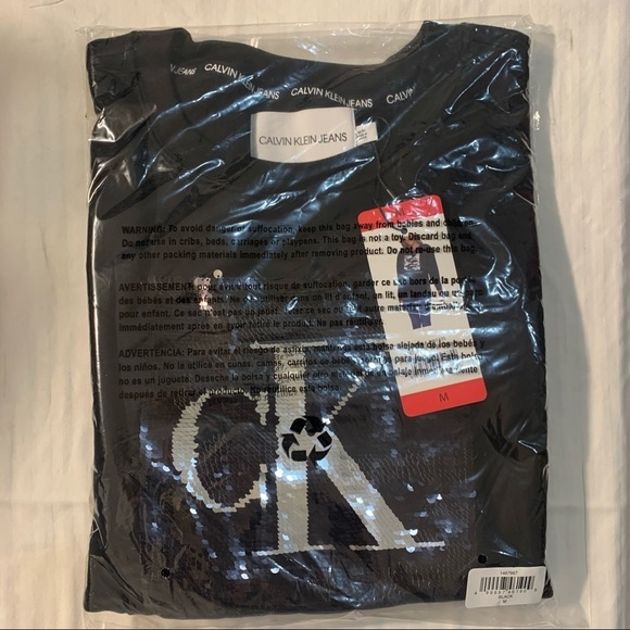 New Calvin Klein Jeans Sequin Sweatshirt  Black - Picture 8 of 14